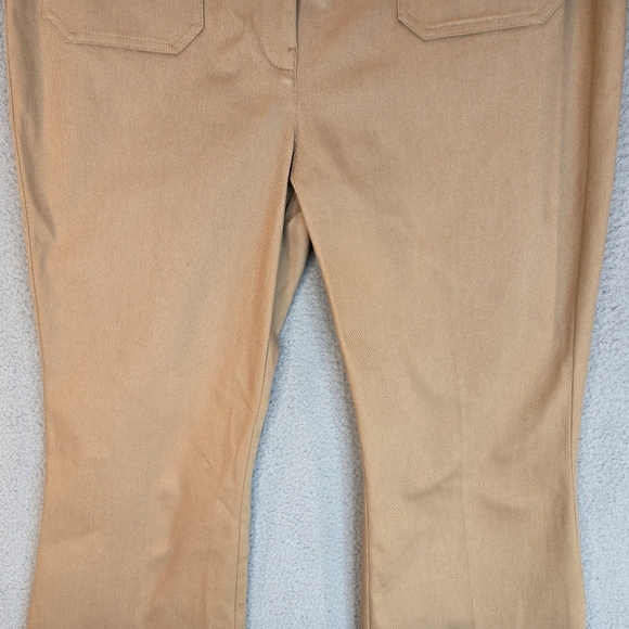 Reiss Patch Pockets Flare Pants Sz 12 Stretch Twill High Rise Tan - Picture 3 of 12
